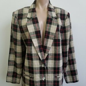 Vintage Scottish Plaid Long Blazer Jacket SZ 16